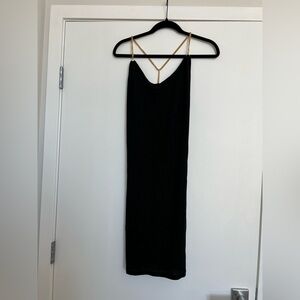 Black Sleeveless Cocktail Slip Dress